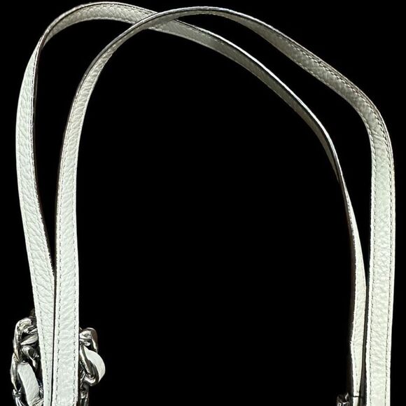 MICHAEL KORS MK Harper Light Doge Gray Grey Purse Bag Tote Shopper Chain Detail - Picture 5 of 12